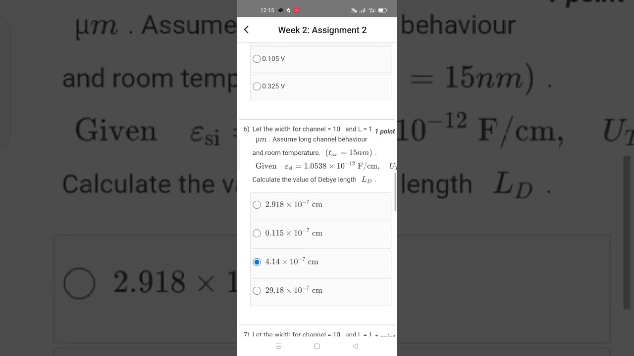 Low Voltage CMOS Circuit Operation WEEK1 KEY NPTEL 2025
