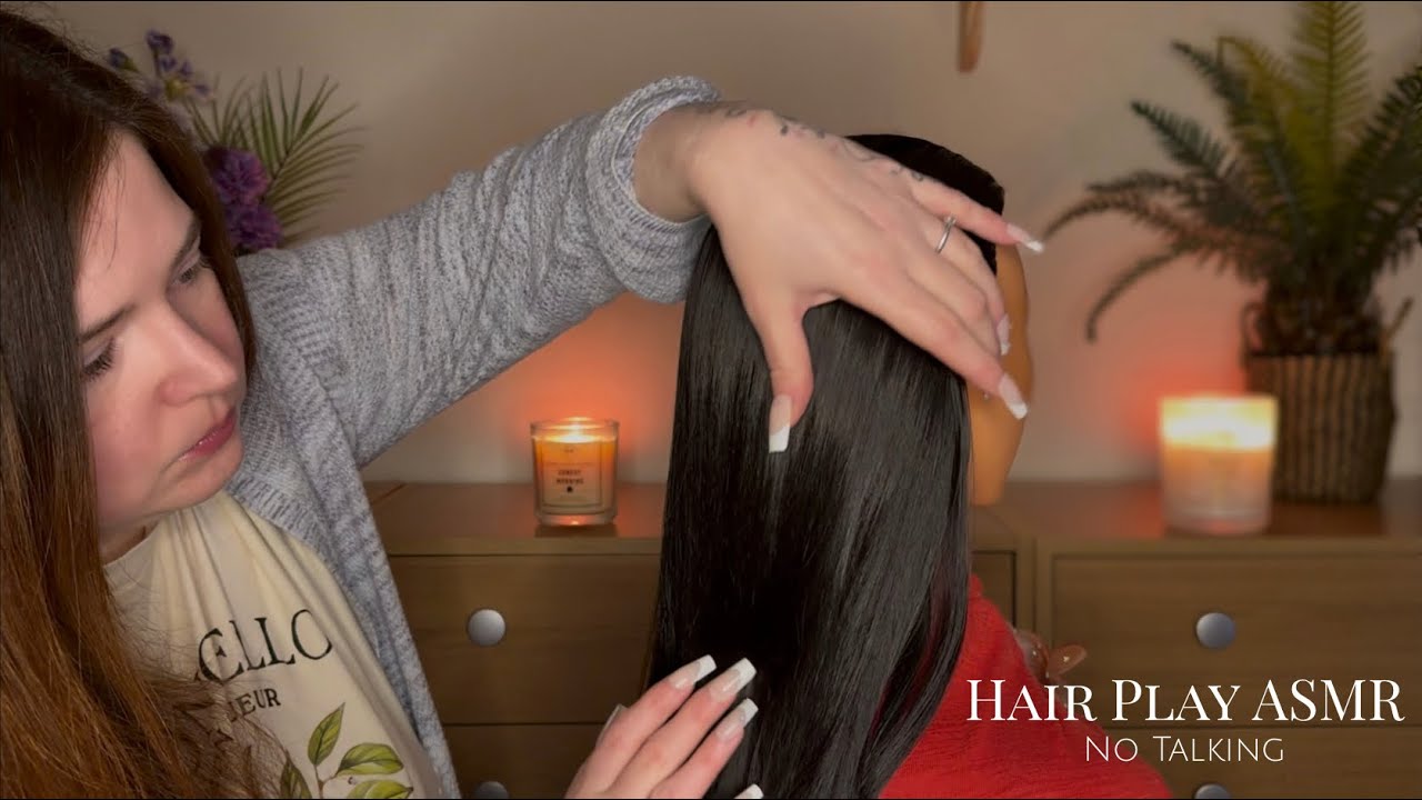 ASMR Light & Slow Hair Play with Long Nails to Help You Sleep | No Talking 