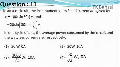 In an a.c. circuit, the instantaneous e.m.f. and current are given by