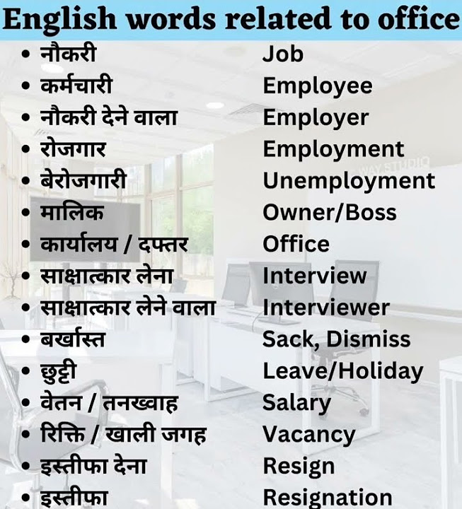 Daily use office English words #spokenenglish - YouTube