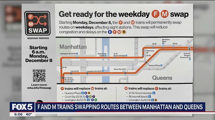 F and M trains to swap routes between Manhattan and Queens starting Monday