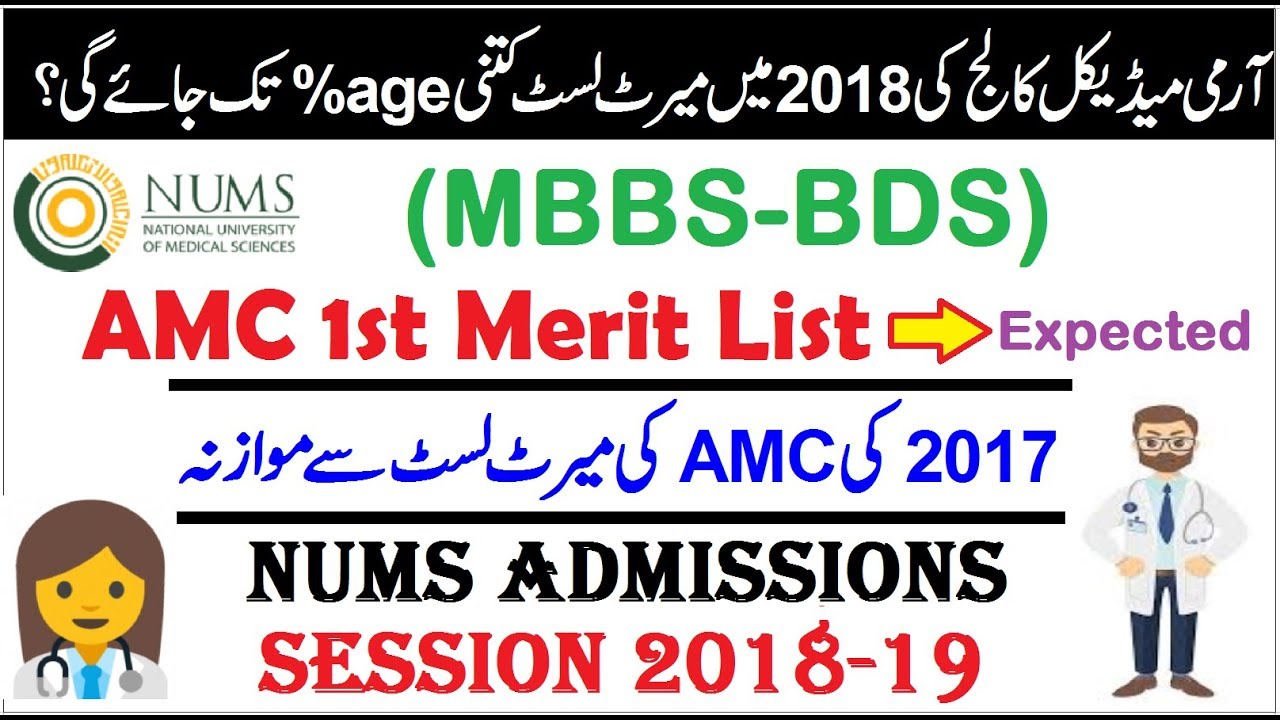 Amc expected merit list in 2018 nums age required youtube