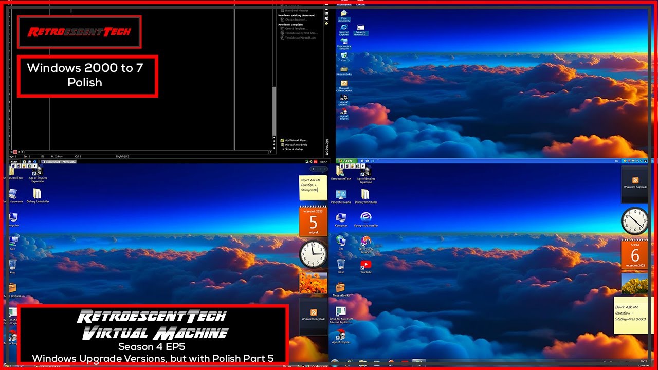 RetroescentTech Virtual Machine Series Season 4 EP5 Windows Upgrade Versions, but with Polish Part 5
