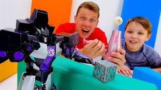 Роботы Трансформеры - Кому достанется Энергон? - Играем в теннис с Десептиконами. Роботы Трансформеры - Кому достанется Энергон? - Играем в теннис с Десептиконами.