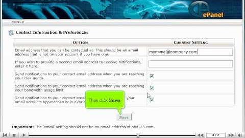 Keep contact information up to date in cPanel | cPanel Update contact information