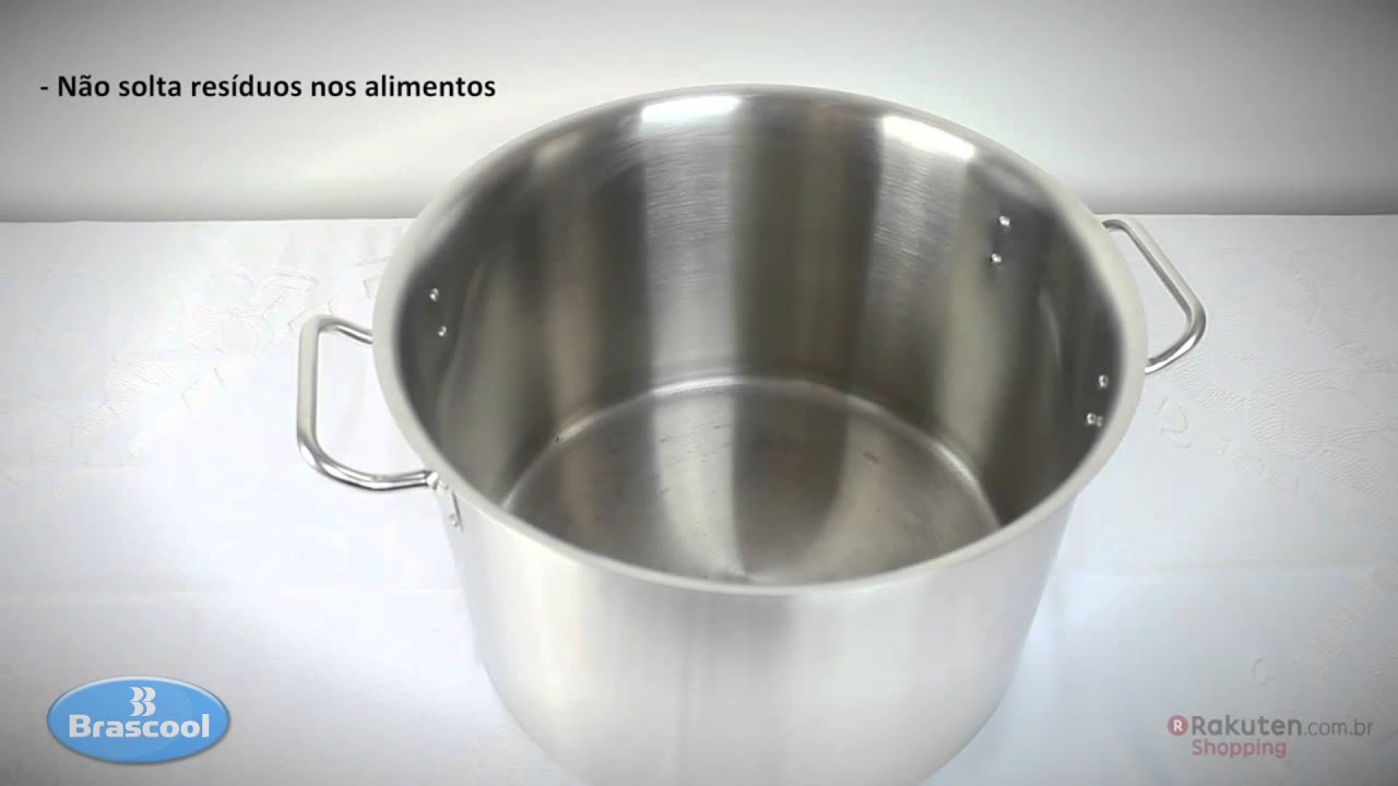 Panela / Caldeirão de Aço Inoxidável com Tampa - Brascool