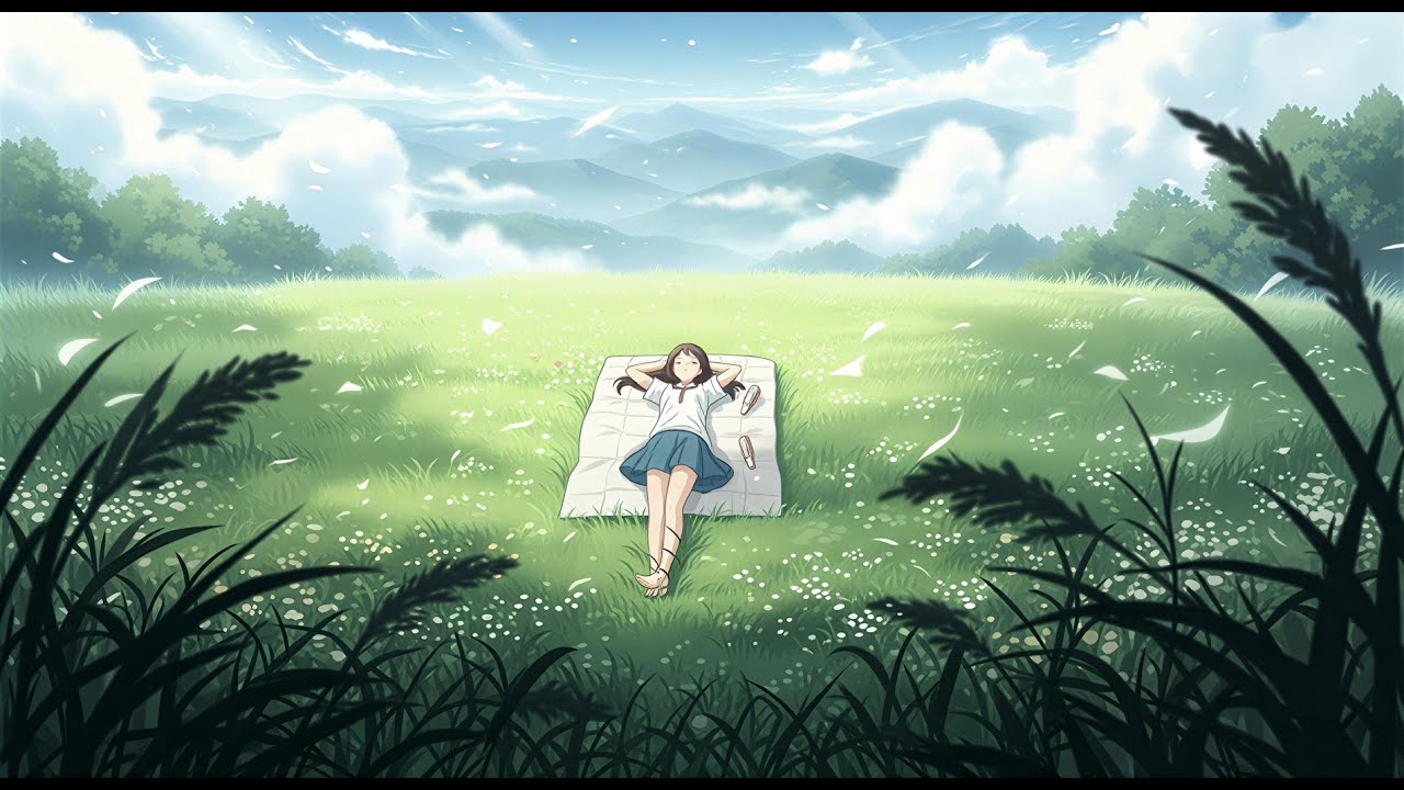 Serene Grassy Field - Healing Sleep Music for Stress Relief and Inner Peace