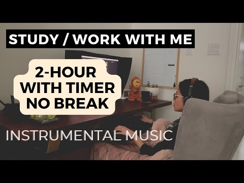 2 hour work with me with timer no break | Instrumental music | Productivity Vlog