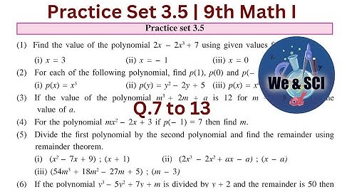Practice Set 3.5 | Q.7 to 13 | L-3 Polynomials | 9th Math I Maharashtra board