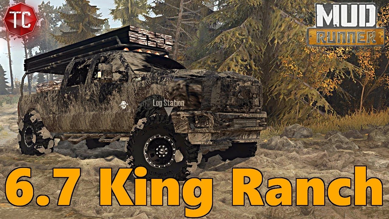 SpinTires MudRunner: NEW, Ford F350 King Ranch 6.7 Powerstroke! Log Hauling Rack!!