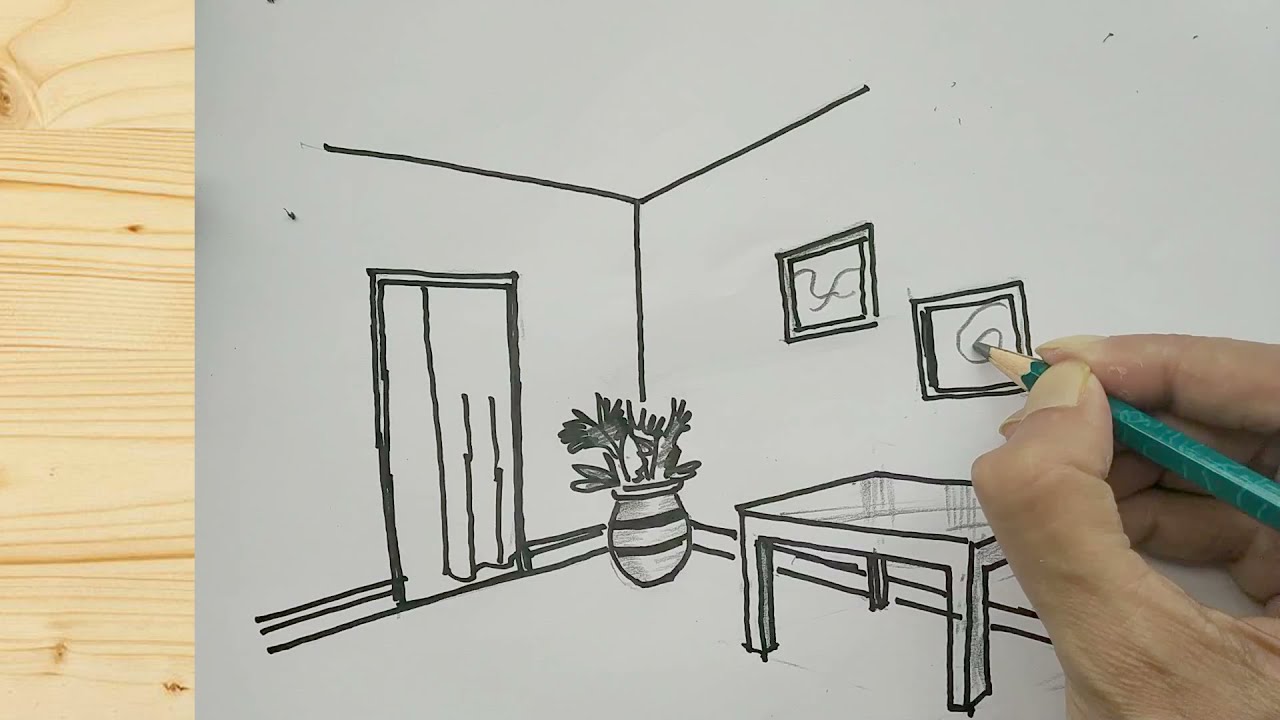 How To Draw Perspective Room Corner Interior View Pencil Pen Easy Step