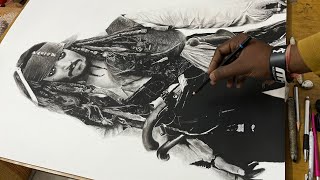 Drawing captain jack sparrow - timelapse #artist #sketch #art #charcoaldrawing