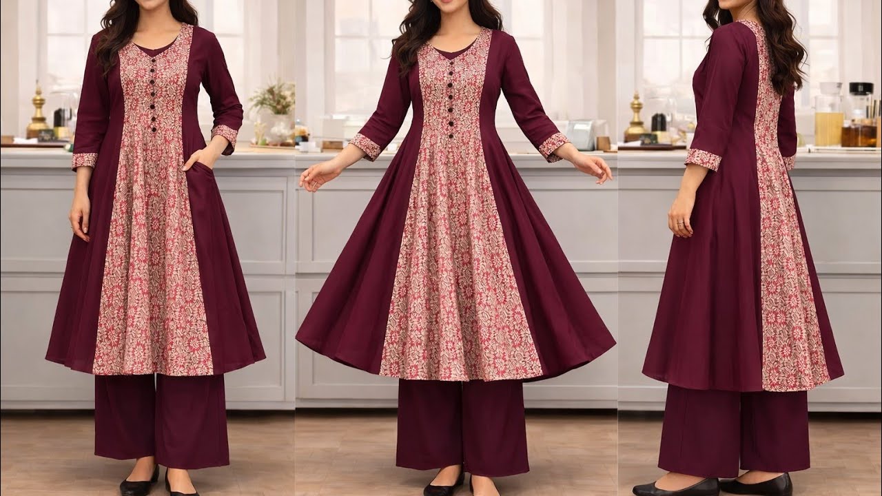 YOKE PATTERN KURTI CUTTING AND STICHING/FRONT PLEATED KURTI CUTTING AND STICHING/DIY 