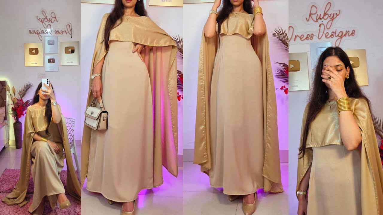 Designer Cape dress cutting and stitching/ party wear outfit designing #new #outfitideas 