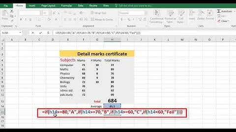 Grading formula in Excel (in Pashto Language) 4