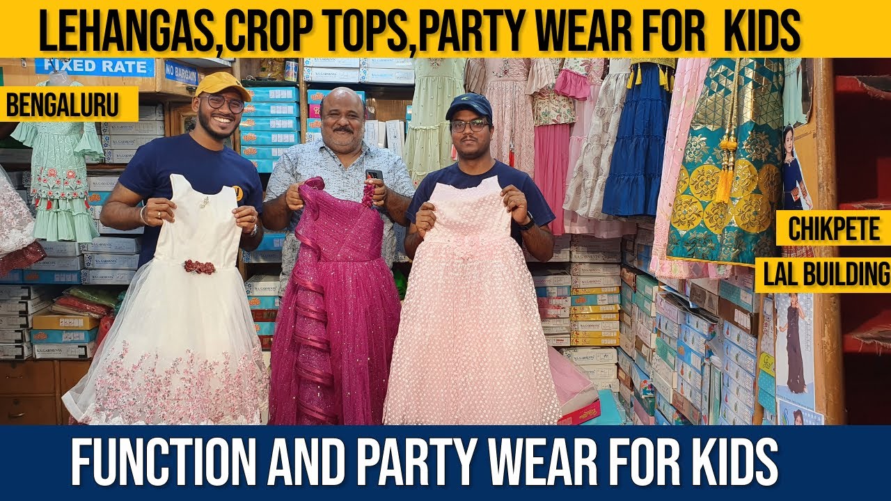 wholesale designer lehengas, crop tops for kids in chikpete Bangalore.