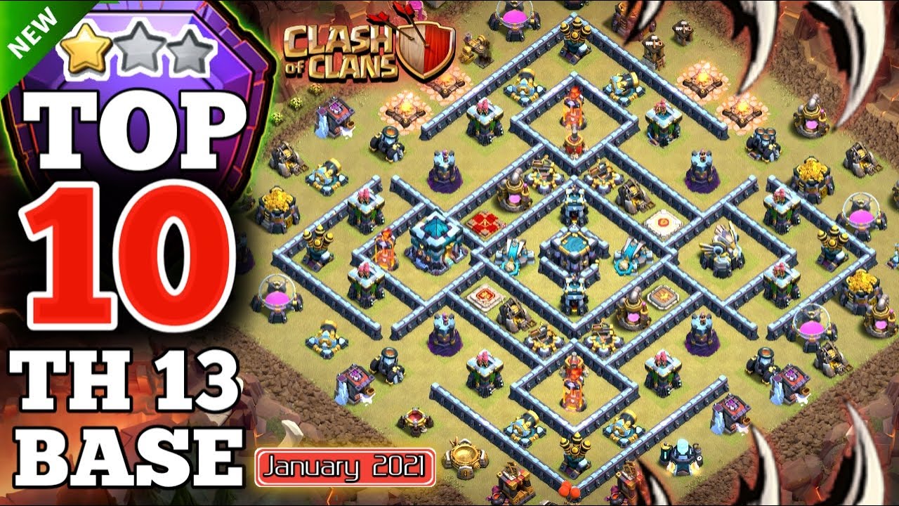 *NEW* TOP 10 TH13 WAR BASE 2021 || Town Hall 13 Anti 2/3 Star War Base (clash of clans)