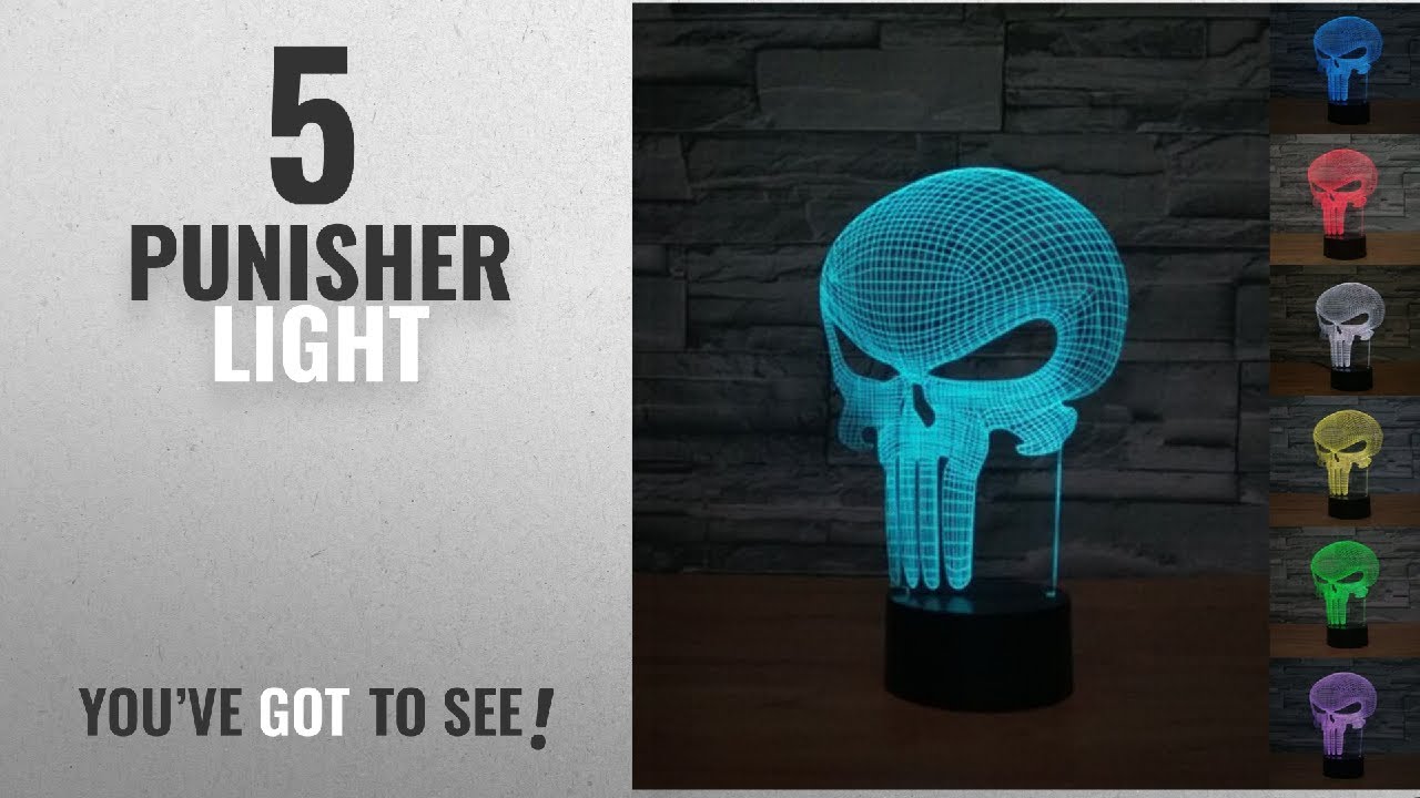 Top 10 Punisher Light [2018]: Lmeison 3D Night Light Illusion Lamp LED Desk Table Lamp with USB
