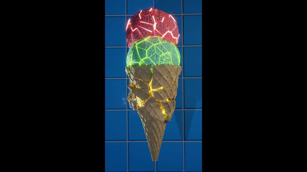 Surreal exploding ice cream animation in Blender 3D (Improved V2)