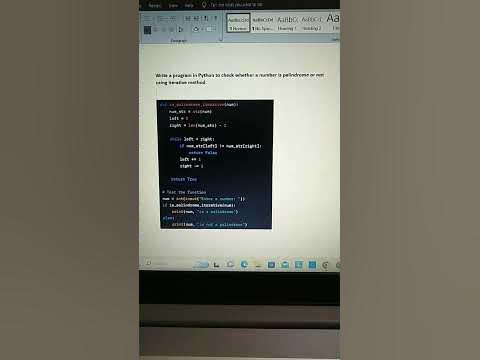 Write a program in python to check whether a number is palindrome or ...