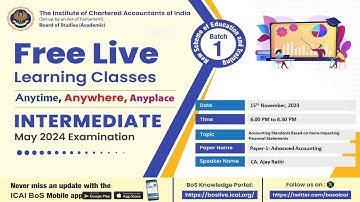 Intermediate Paper 1:AA | Topic: Accounting Standards Based on Items...| Session 2 | 15 Nov, 2023