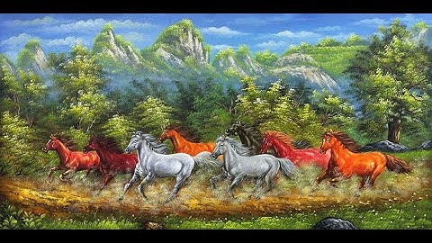 Tranh sơn dầu Bát mã truy phong