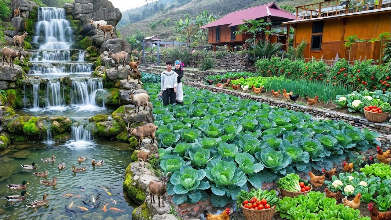 Этот единственный производитель натурального камня построил водопад, сад и утиную ферму