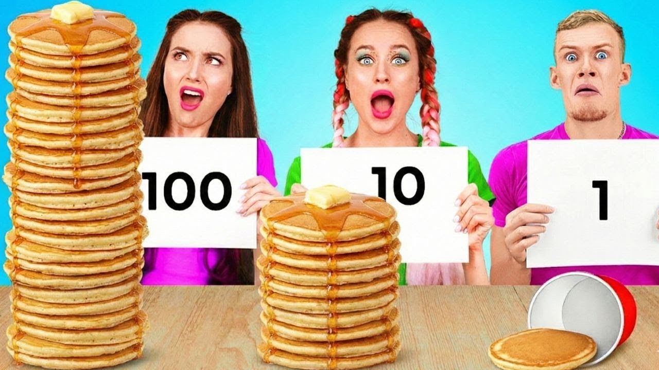 1 gegen 100 Schichten Essens-Challenge! Extremes Essens-Battle 🤯