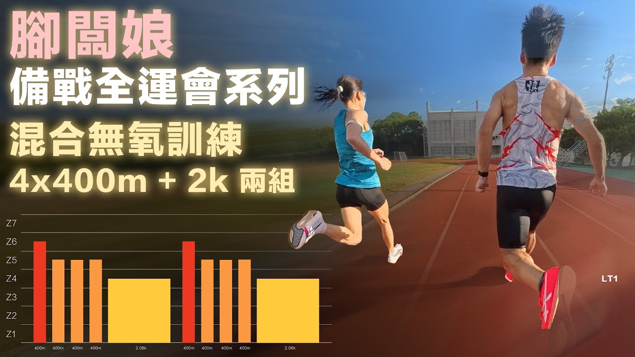 腳闆娘 備戰全運會系列 兩組4x400m+2k 混合無氧訓練