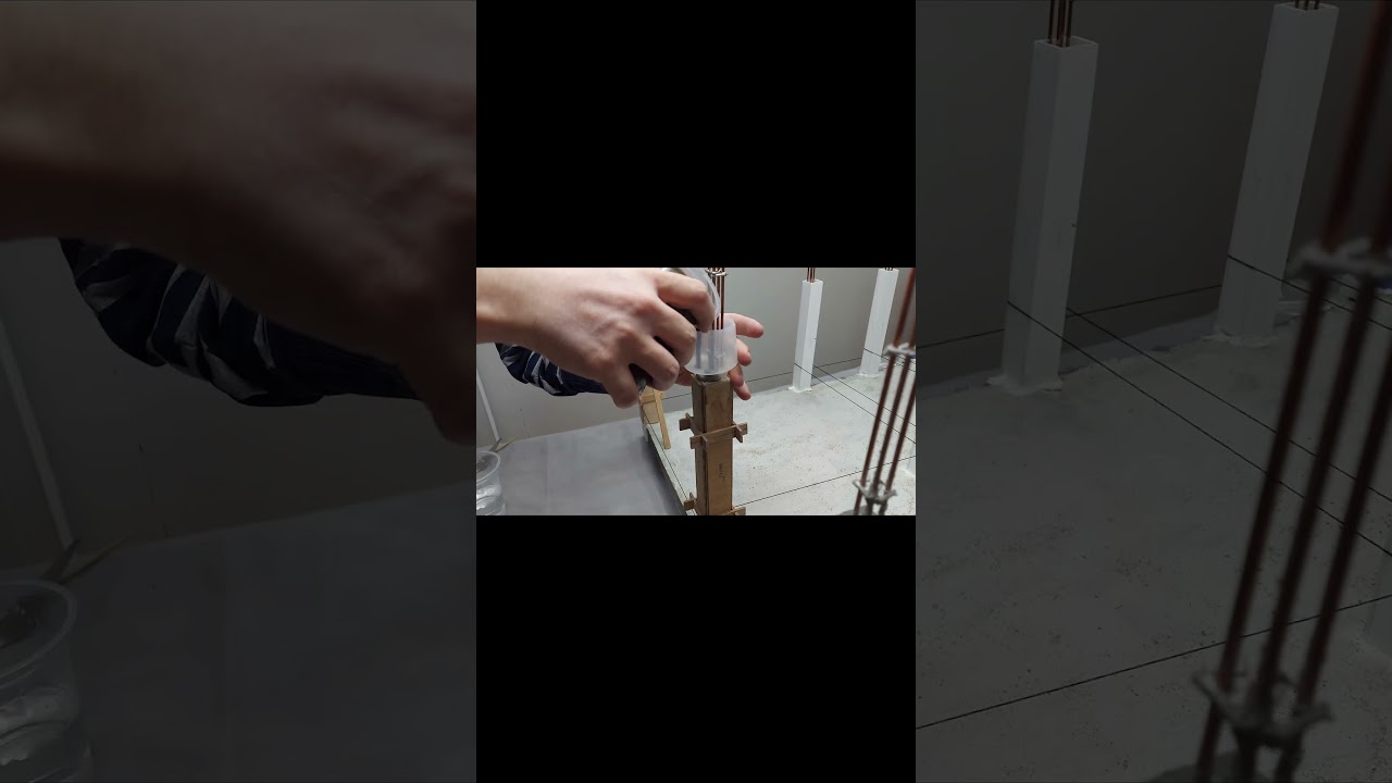 Pouring Concrete Columns for a Miniature House