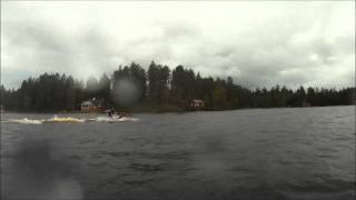 Matthias first ride on a stand up jetski