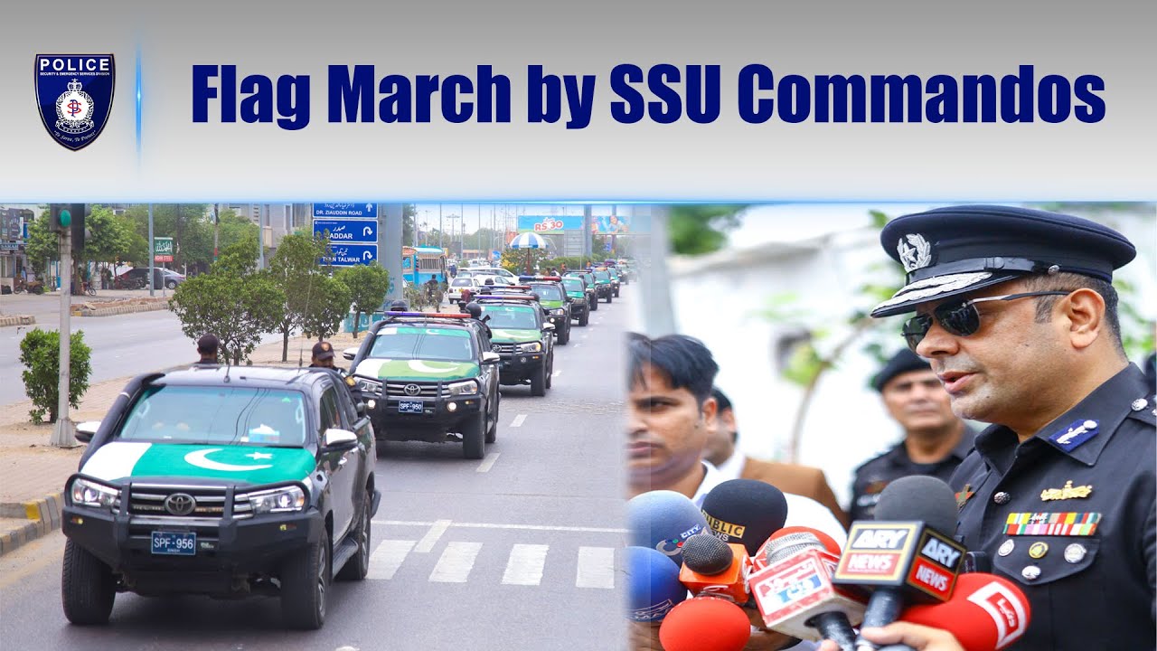 A flag march was conducted by the SSU Commandos on the eve of Independence Day of Pakistan 🇵🇰 🚔