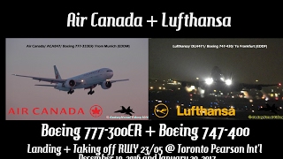Request: Air Canada Boeing 777 Landing + Lufthansa Boeing 747 Takeoff | Toronto Pearson Int'l