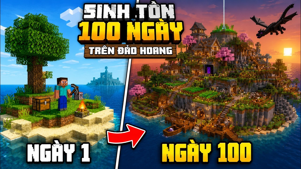 100 Ngày Sinh Tồn Trên Đảo Hoang Trong Minecraft Hardcore! - YouTube
