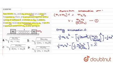 Two blocks m_(1) and m_(2) are pulled on a smooth horizontal surface, and are joined together wi...