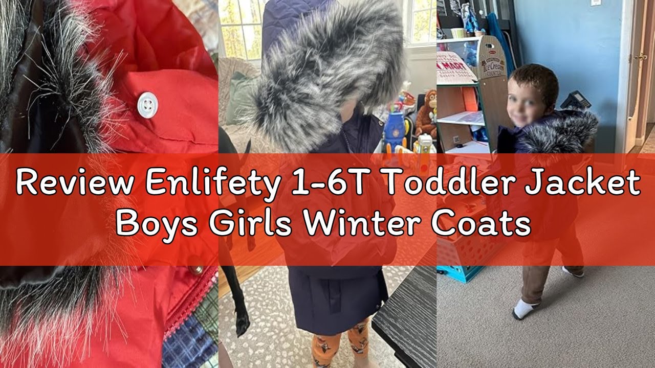 Review Enlifety 1-6T Toddler Jacket Boys Girls Winter Coats with Removable Fur Hood Kids Thicken Out