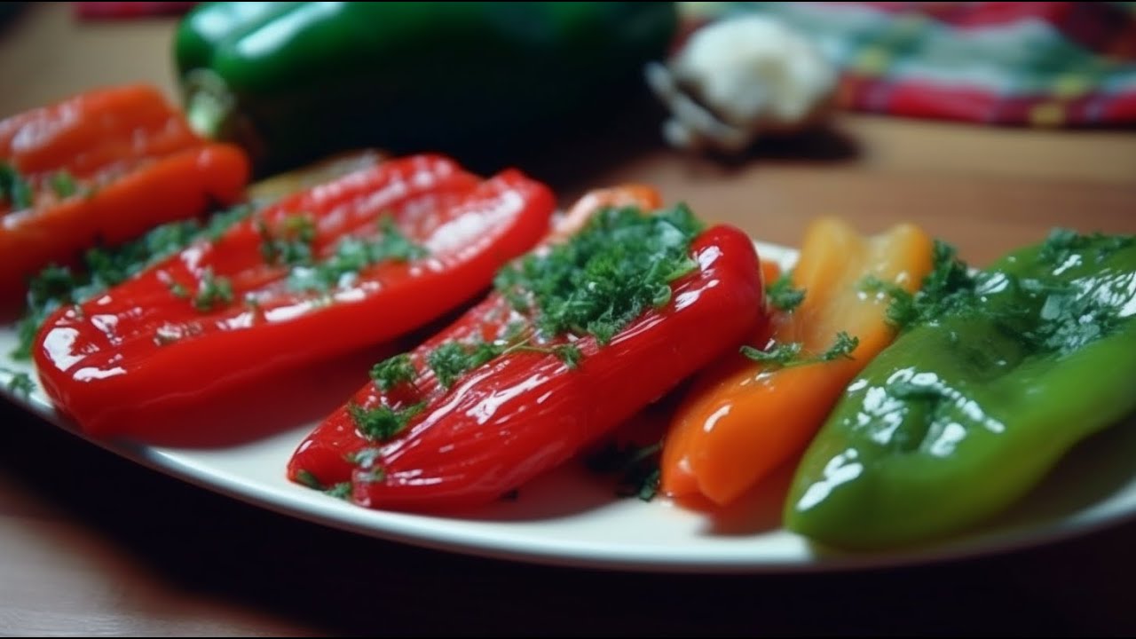 Маринованный болгарский перец с чесноком и зеленью на зиму — пошаговый рецепт с фото