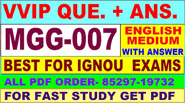 MGG 007 important questions with answer in English | mgg 007 Previous Year Question Paper