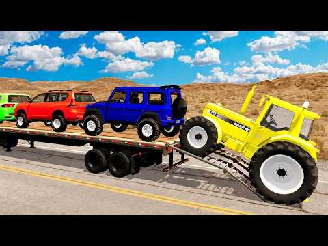 Flatbed Truck Mcqueen | Transportation with Truck - Pothole vs Car #166 - BeamNG.Drive