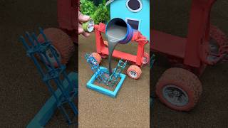 🚜😱 Real Working Mini Tractor Making Cement Pillar | Diy Construction Project #shorts #youtubeshorts