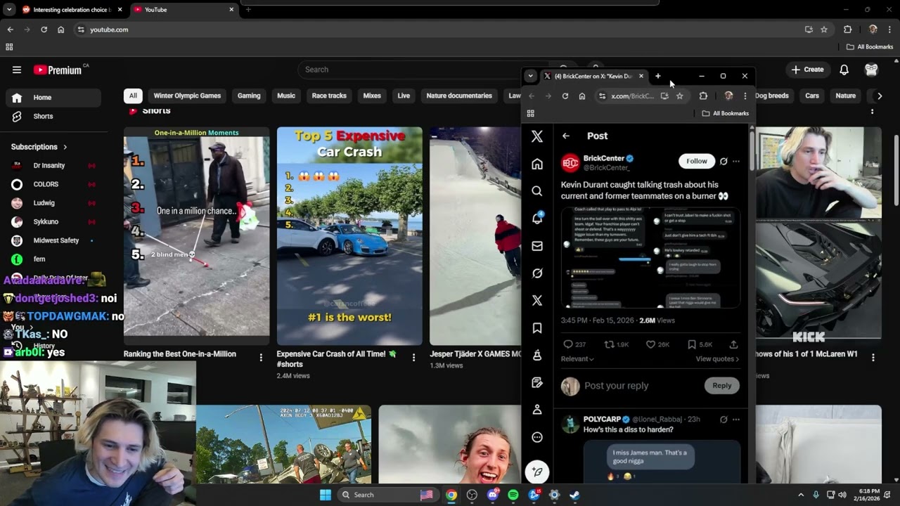 xQc узнает о делах Кевина Дюранта...