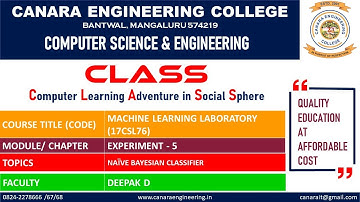 VTU ML LABORATORY (17CSL76) Naïve Bayesian classifier (E5 L1)