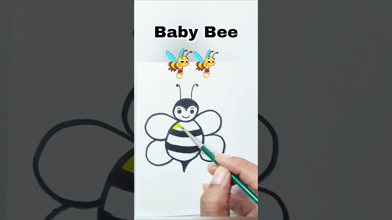 Baby Bee Drawing 🐝 easy drawing for kids | kids drawing tutorial 