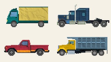 Trucks 1 – Pixel Art Animation | Retro 8-Bit Chiptune Sound