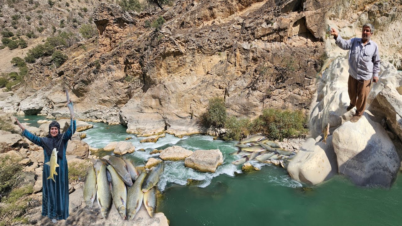 🐟 Секрет рыбалки кочевой пары разными способами | Кочевая жизнь в Иране 🏞️