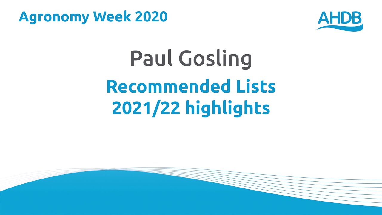 Releasing the Recommended Lists (RL) for cereals and oilseeds 2021/22 Agronomists’ Conference 2020