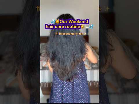 Weekend hair care routine🤍✨ #HairCareRoutine #FlaxseedGel #GlossyHair #CoupleGoals
