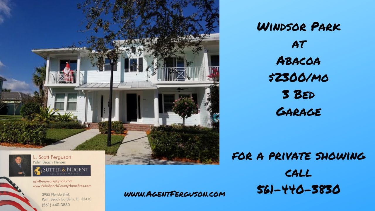 2300/mo Lease 3 Bedroom in Windsor Park at Abacoa, Jupiter, FL YouTube