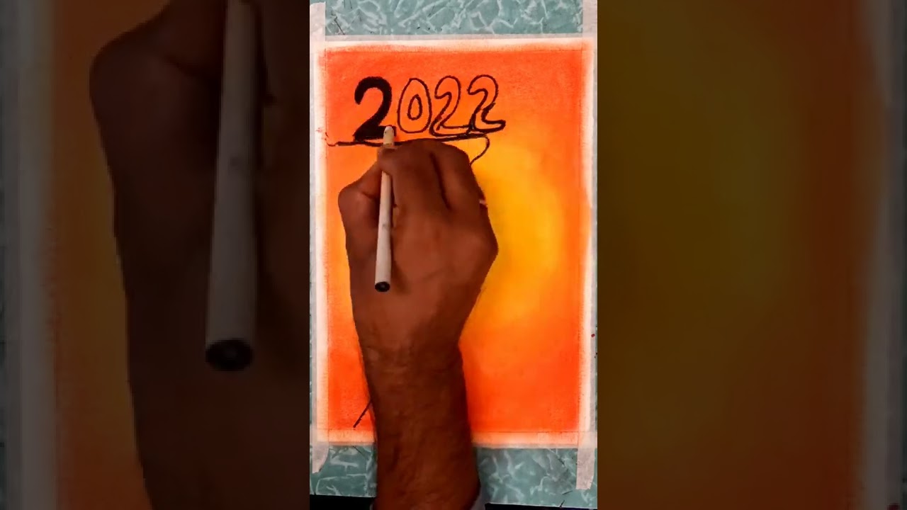 happy new year 2022 scenery drawing 