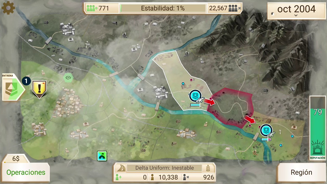 Gameplay Rebel inc. campos de azafran. normal